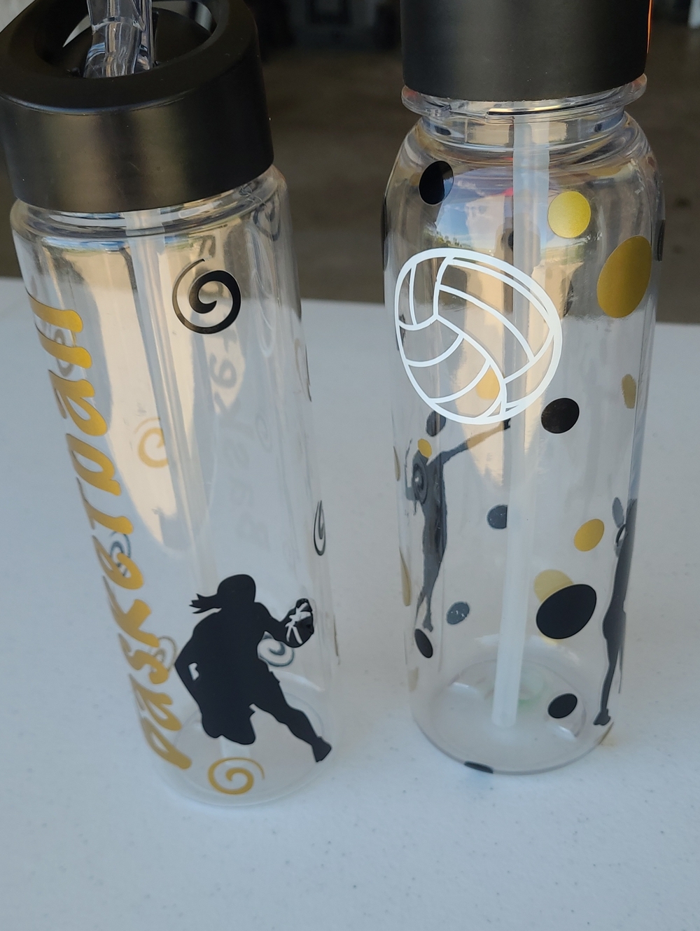 Basketball and Volleyball-Themed Clear Sports Water Bottles with Straw